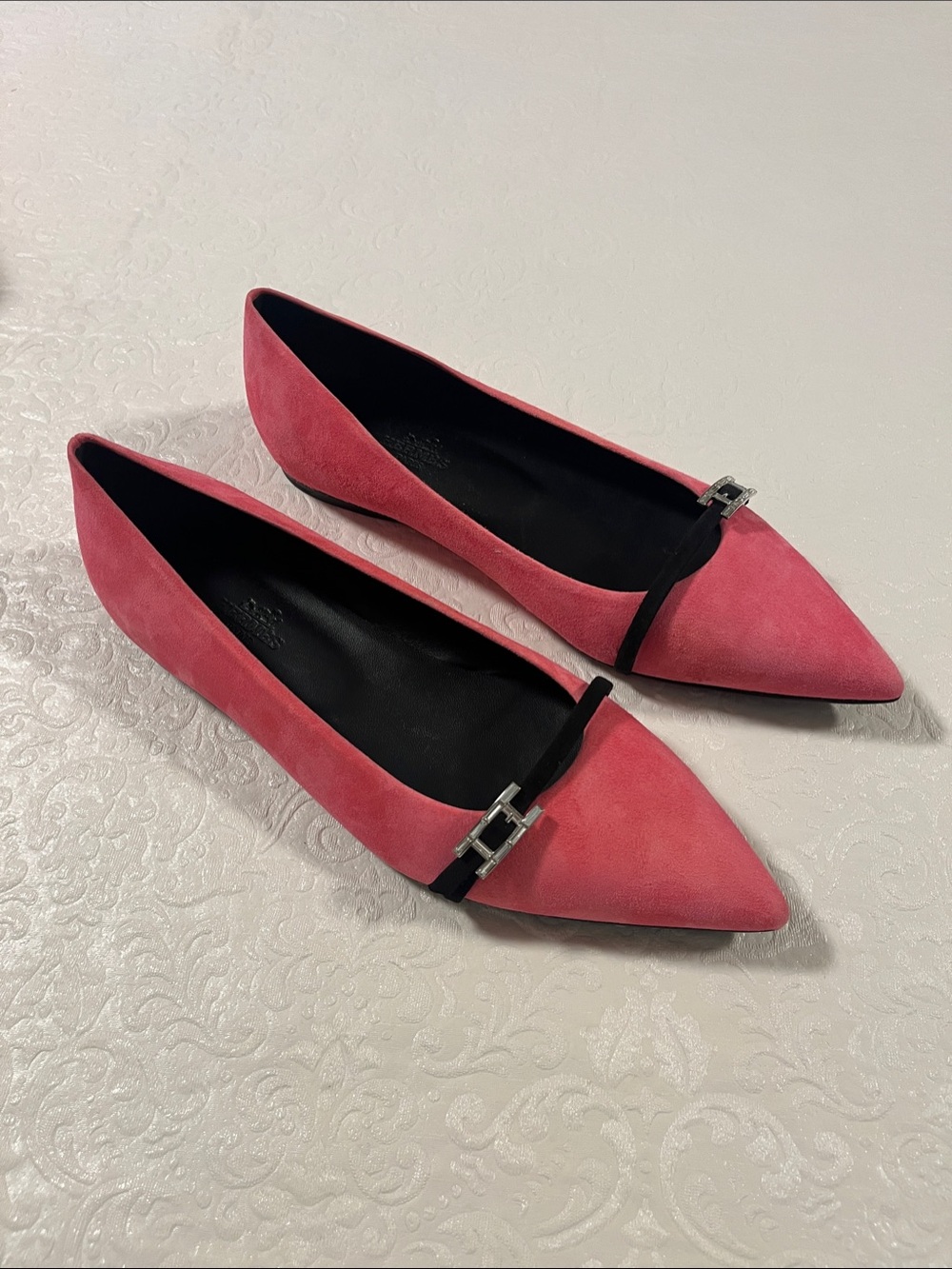 HERMES Laura Pink Suede Flats
